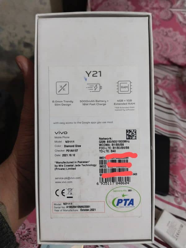 Vivo y21 4+64 Official PTA approved 10by9.8 8