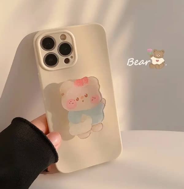 Cutest bear honey pot silicone protective phone case with holder !! 0