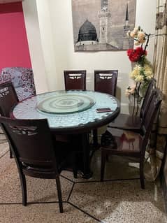 6 seater revolving dining table