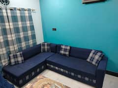 L-Shape Sofa Set & 6 Cushions With Puffy Set ( Read Description)