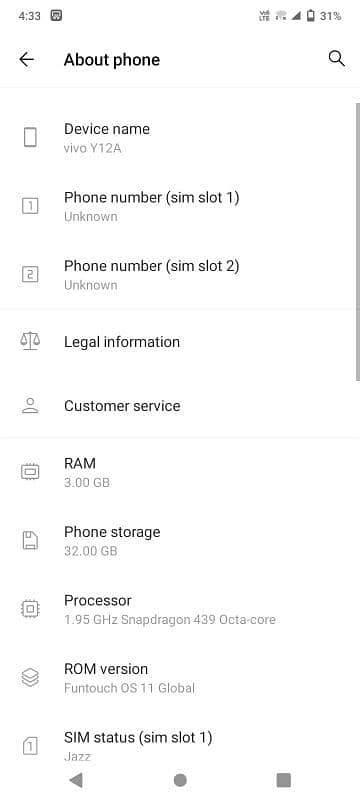 vivo y12a 3GB/32 GB urgent sale 2