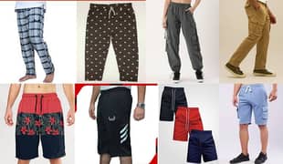 Different Shorts & trousers Fabric wash & wear with sizes colors