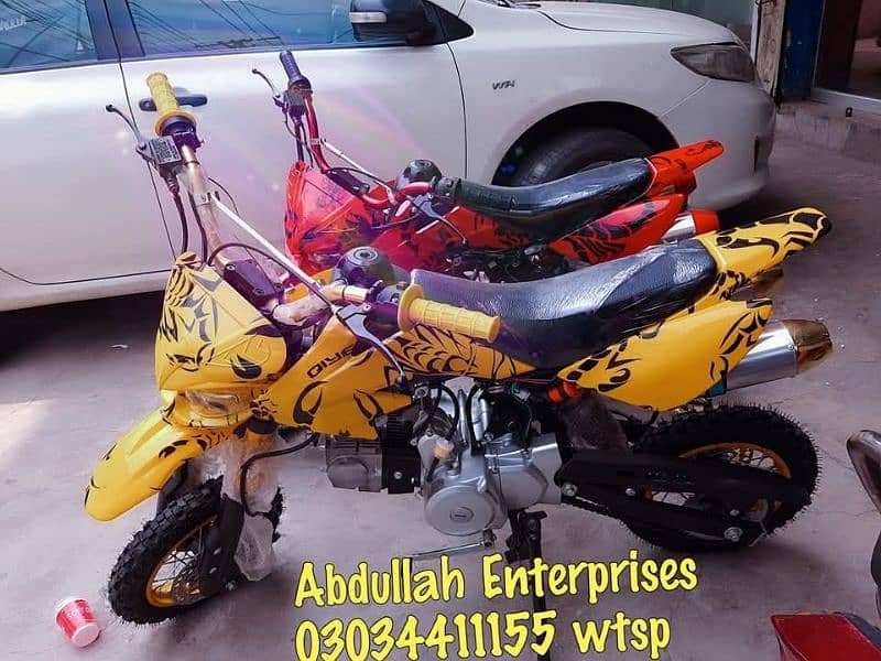 New 49cc dert bike Self + kick fuel engine delivery all Pakistan 1