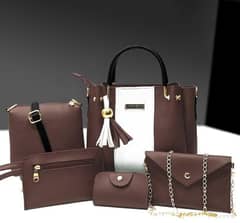 girls leather+raxene hand bag set