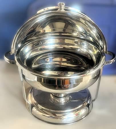 STAINLESS STEEL ROUND ROLL TOP CHAFING DISH 36 cm 8