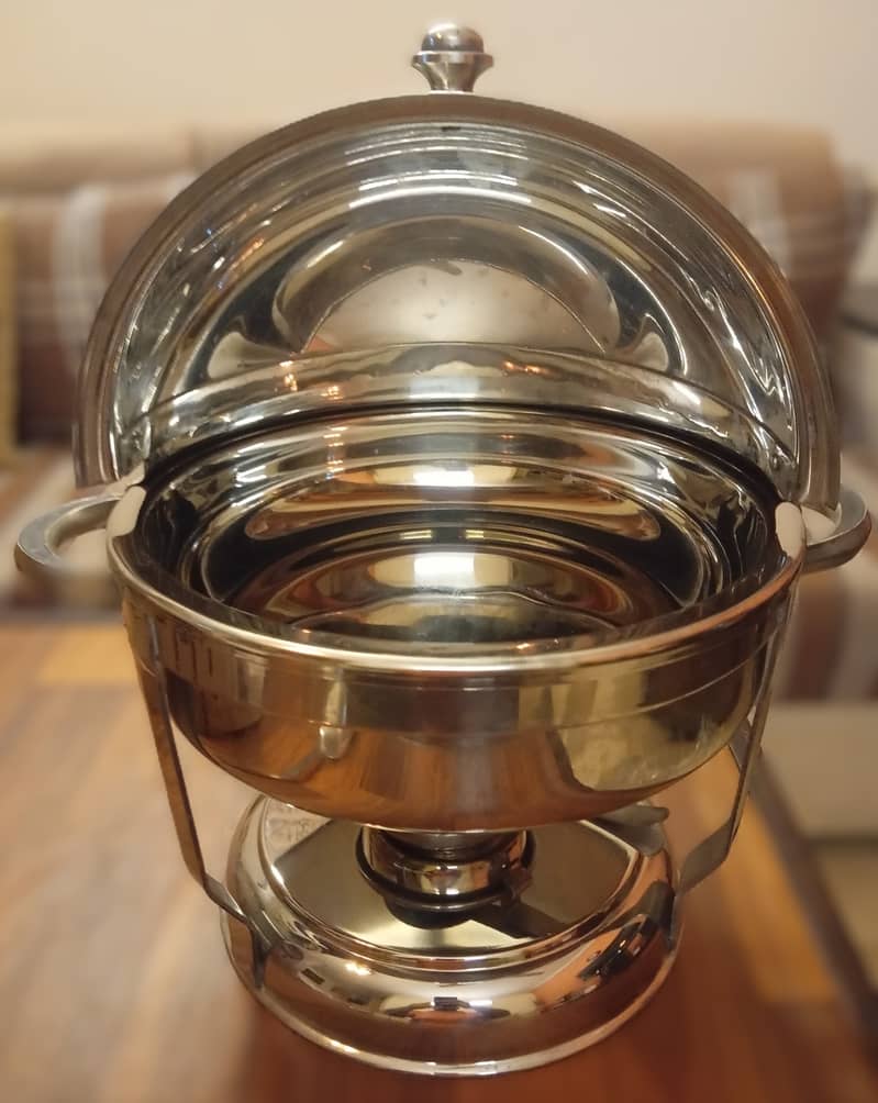 STAINLESS STEEL ROUND ROLL TOP CHAFING DISH 36 cm 9