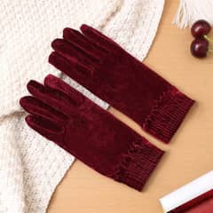 Gold Velvet Warm Gloves