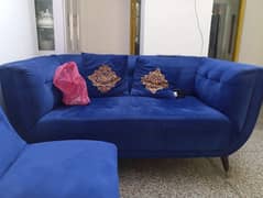 Blue velvet sofa, amazing quality.