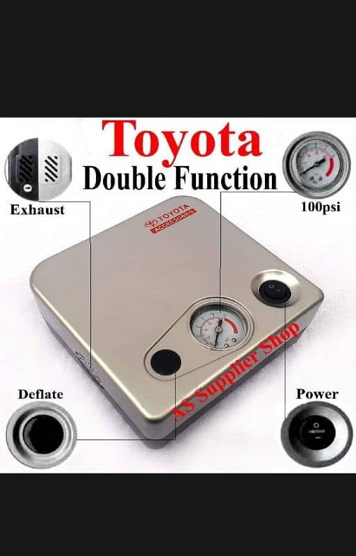 Toyota Double Function 12 Volt Portable Electric Car Air Pump 7