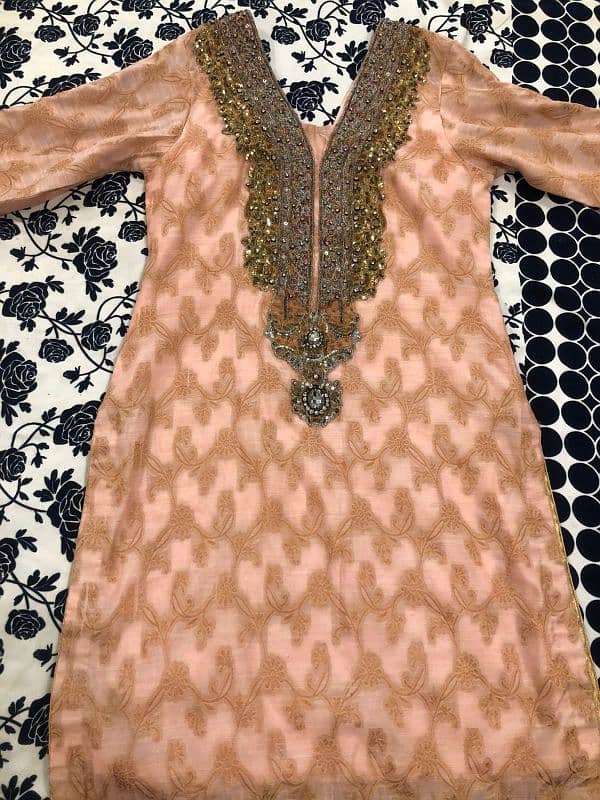 Zari Shirt along with Dabka Work on neck and sleeves 1