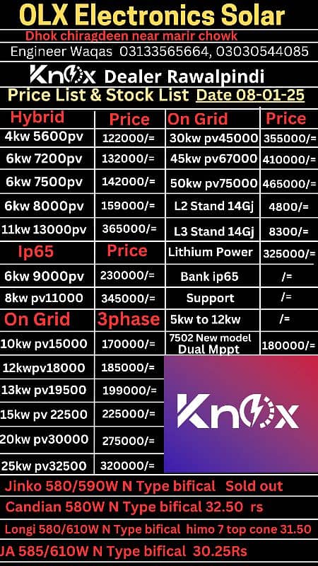 solar inverters Tesla & Knox & itel & Galaxy Dealer Rawalpindi 4