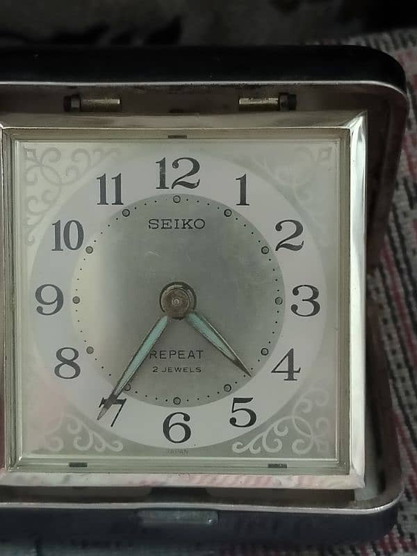 antique Japan Seiko 5 Vintage travel Clock Alarm table clock pocket 1