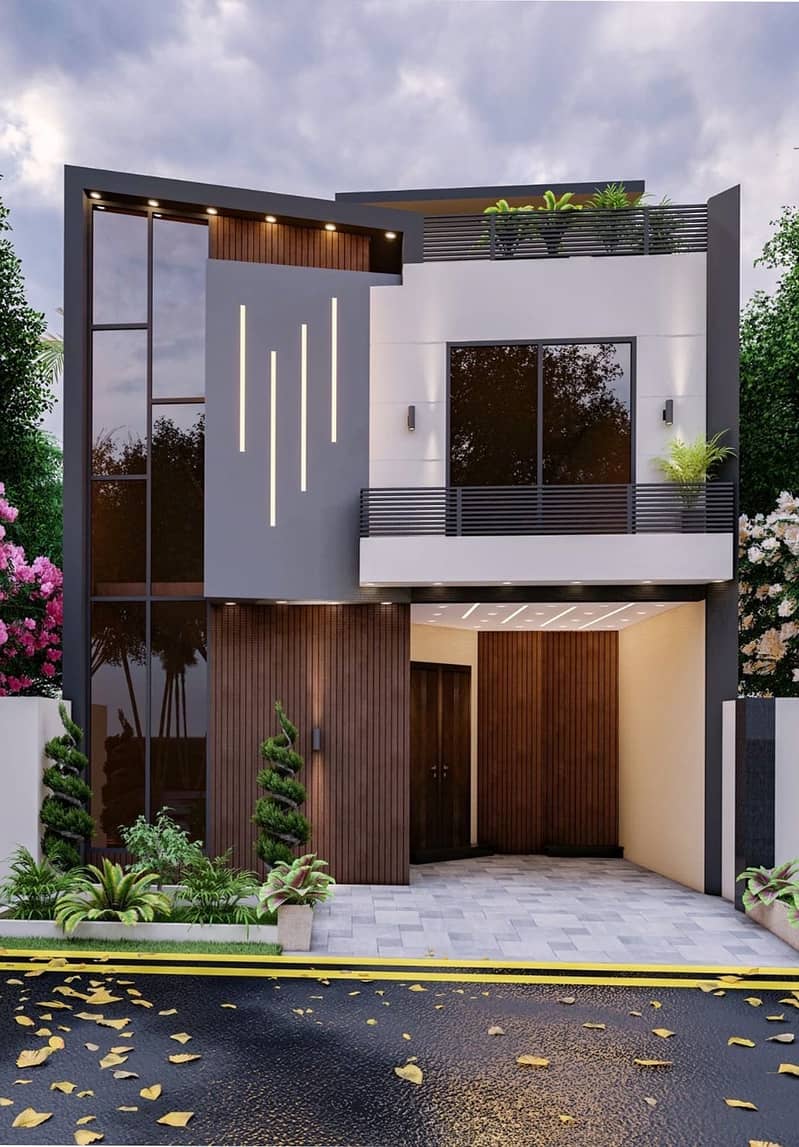 5 MARLA FACING PARK WITH ROOF GARDEN MODERN STYLE HOUSE FOR SALE IN ETIHAD TOWN BLOCK C AT HOT LOCATION 0