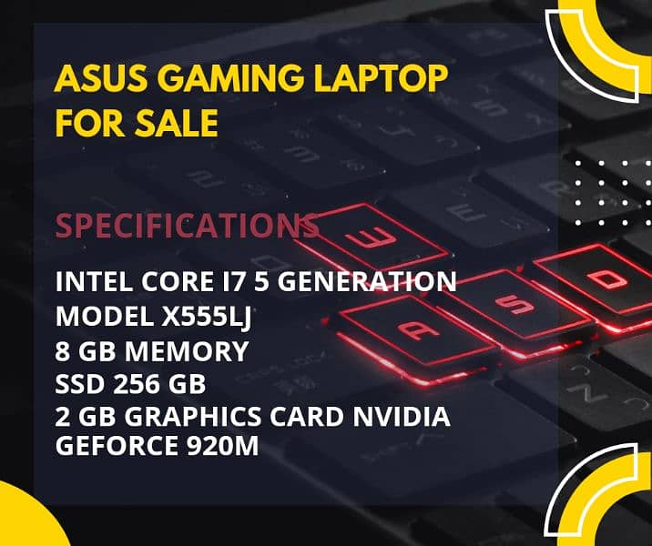 ASUS GAMING LAPTOP CORE I7 5 GENERATON 7