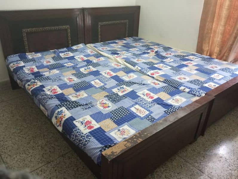 2 wooden single beds with mattress for sale 1