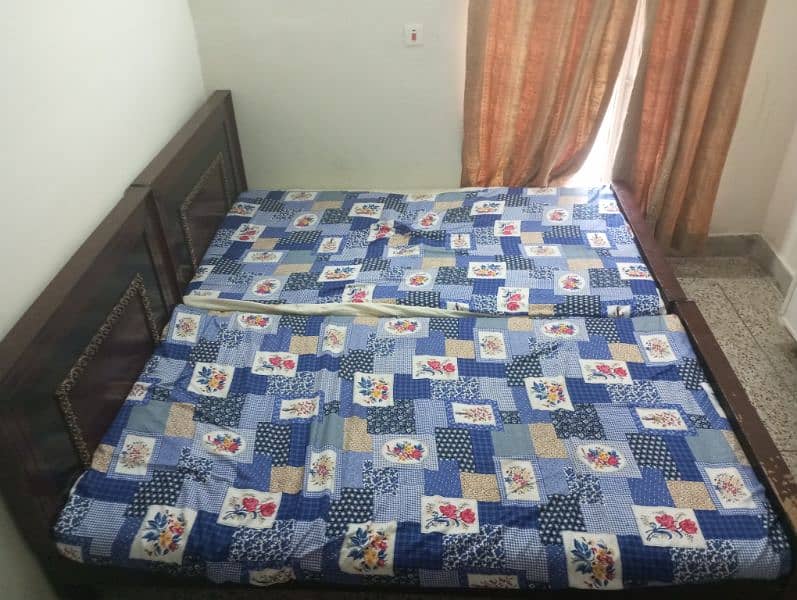 2 wooden single beds with mattress for sale 2