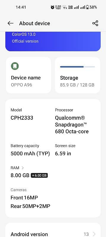 oppo A96 Good condition 10/10 6