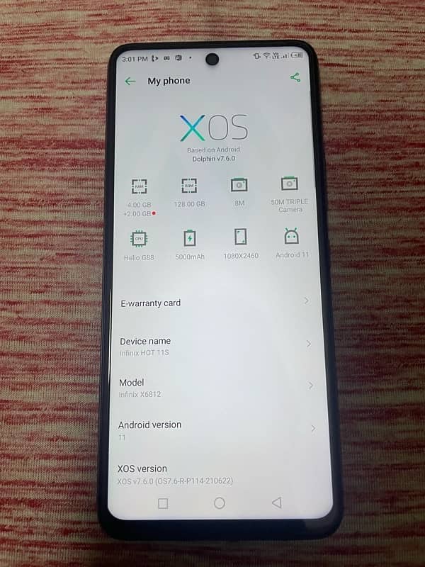 infinix hot 11s 10/9 condition gb128 or ram 4 gb 1