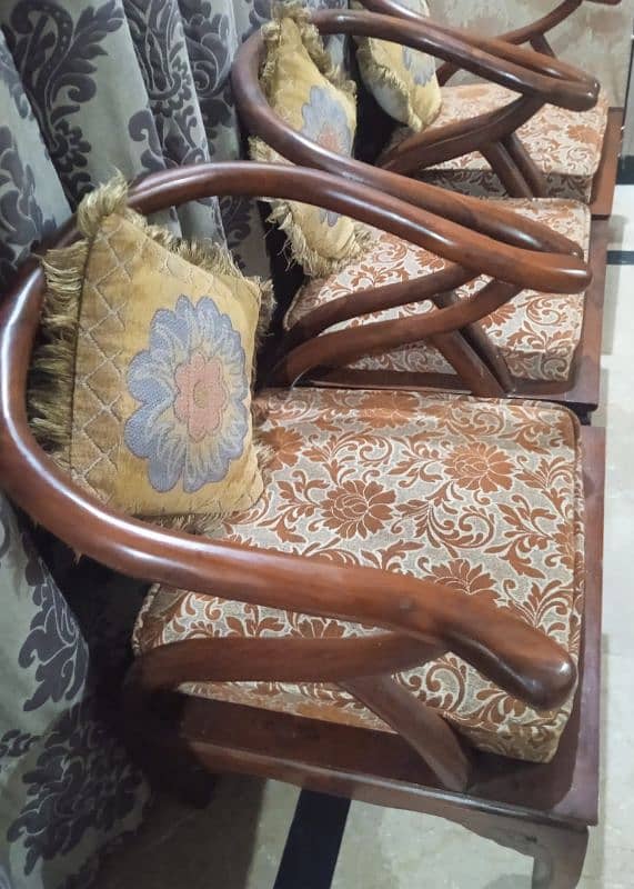 Pure Sheesham Wood Chairs with Cushions 2