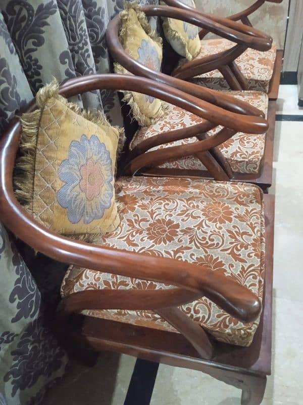 Pure Sheesham Wood Chairs with Cushions 3