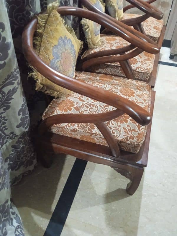 Pure Sheesham Wood Chairs with Cushions 4