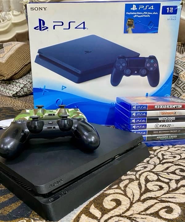 PS4 Playstation Slim 1TB with 7 Games DISKS 1