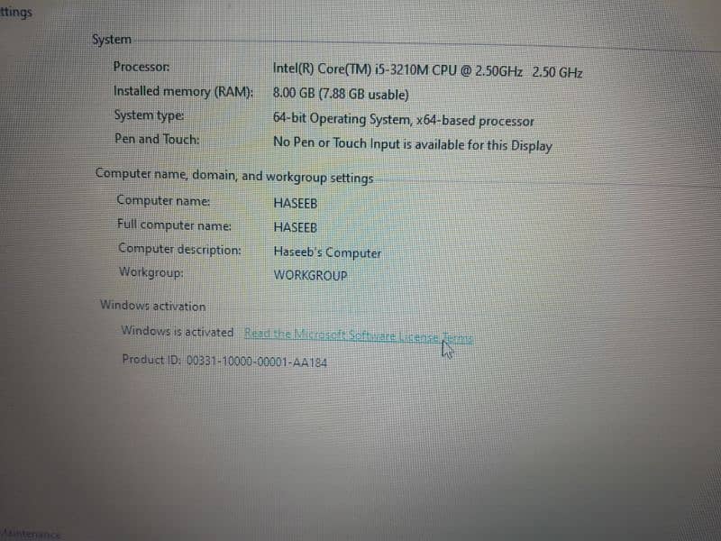 Core i5 3rd gen 8Ram/128SSD/320Harddisk Hp probook 1