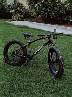 Fat bike with gears and disk brakes, shocks absorbers, speedometer