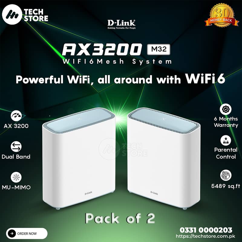 Dlink WiFi 6 Eagle Pro AX3200 M32 Mesh System Pack of 2 (Branded Used) 0