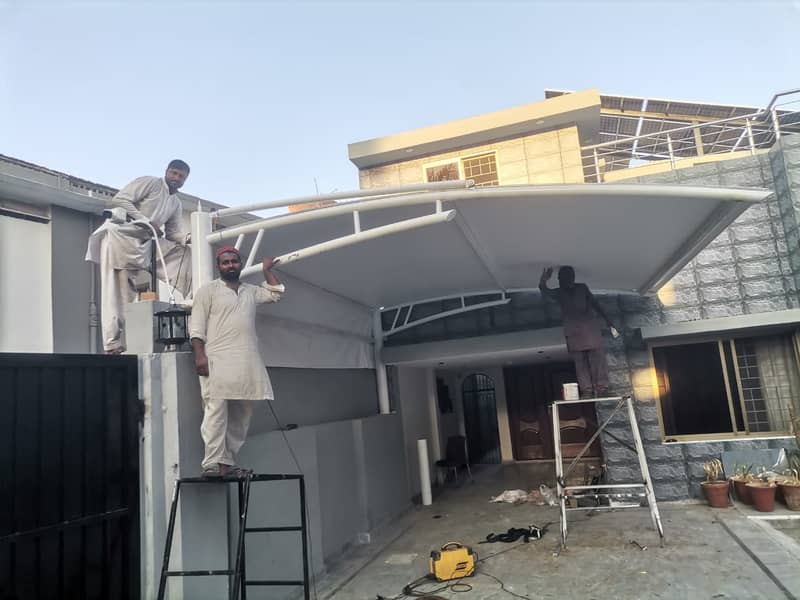 Tensile Shades in Pakistan - Wall mounted shed - Car Park - Marquee 1