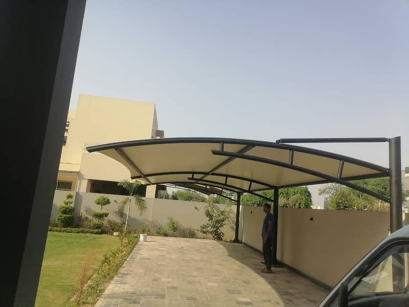 Tensile Shades in Pakistan - Wall mounted shed - Car Park - Marquee 5