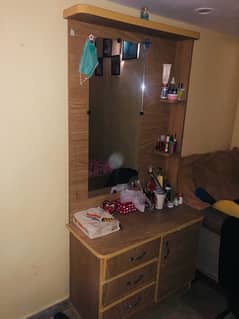 single bed with mattress  and dressing table