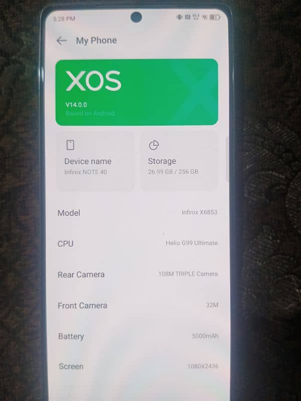 Infinix note 40 8+5/256 only box open 2