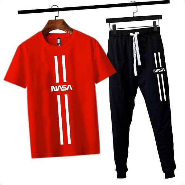 2 Pcs Men's Cotton Jersey Printed Track Suit 1