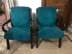 sofa chairs . pair of two , dark green colour