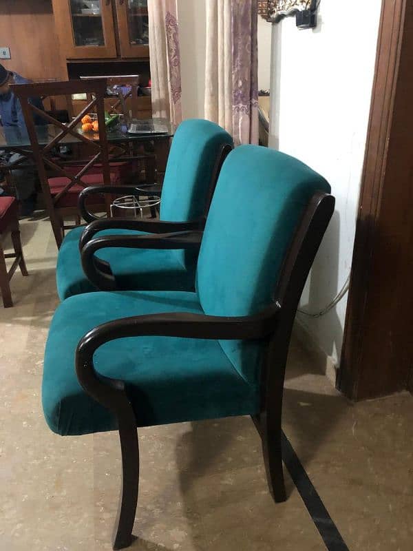 sofa chairs . pair of two , dark green colour 1