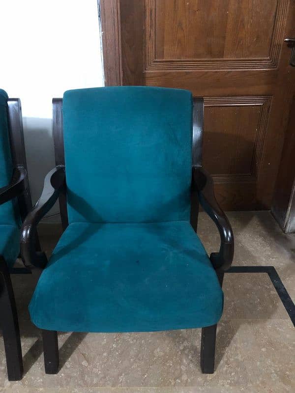 sofa chairs . pair of two , dark green colour 2