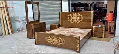 Bed Set - Bedroom Set - Double Bed - Wooden Bed - Bed with Side Table