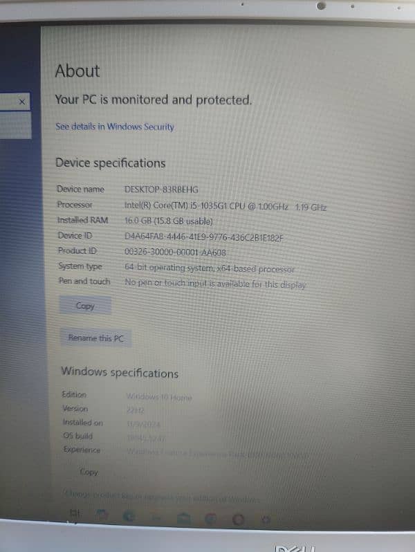 Dell Laptop Cor i5 10th generation 4