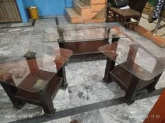 three table with glass 8mm