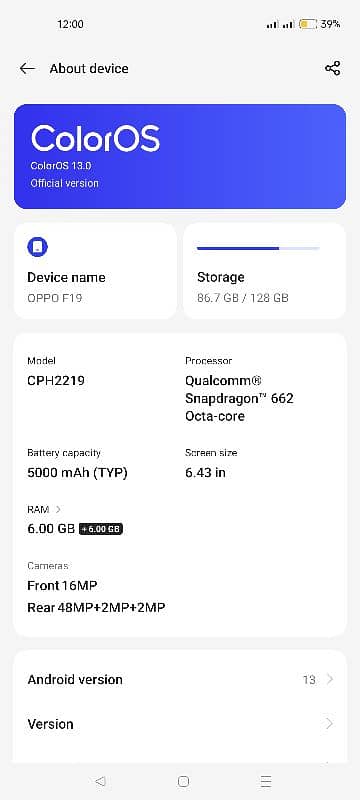 Oppo F19 6+6+128 1