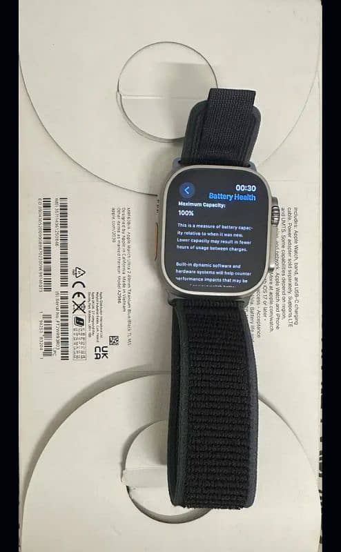 apple Watch ultra 2 ;100℅ battery health in apple warranty ma 0