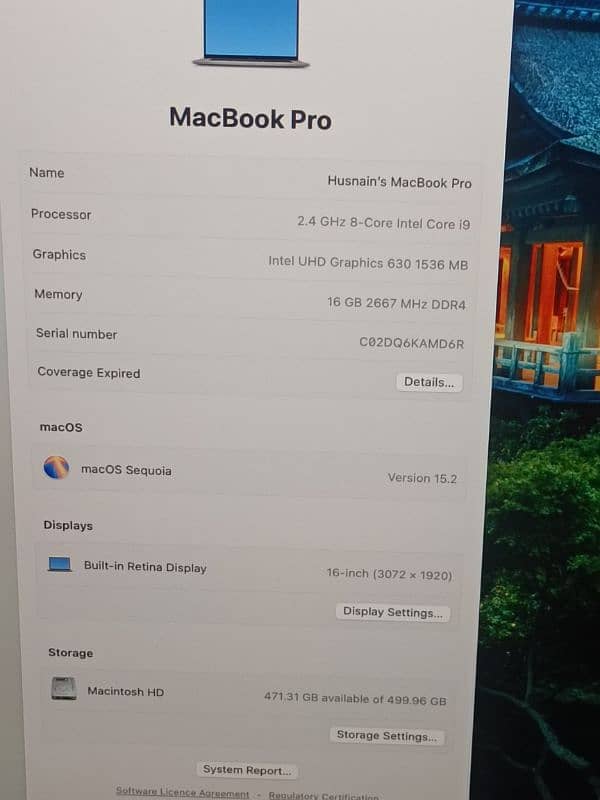 MACBOOK PRO 2019 16 INCH TOUCHBAR CORE I9 8 CORE 16GB RAM 512GB SSD 8