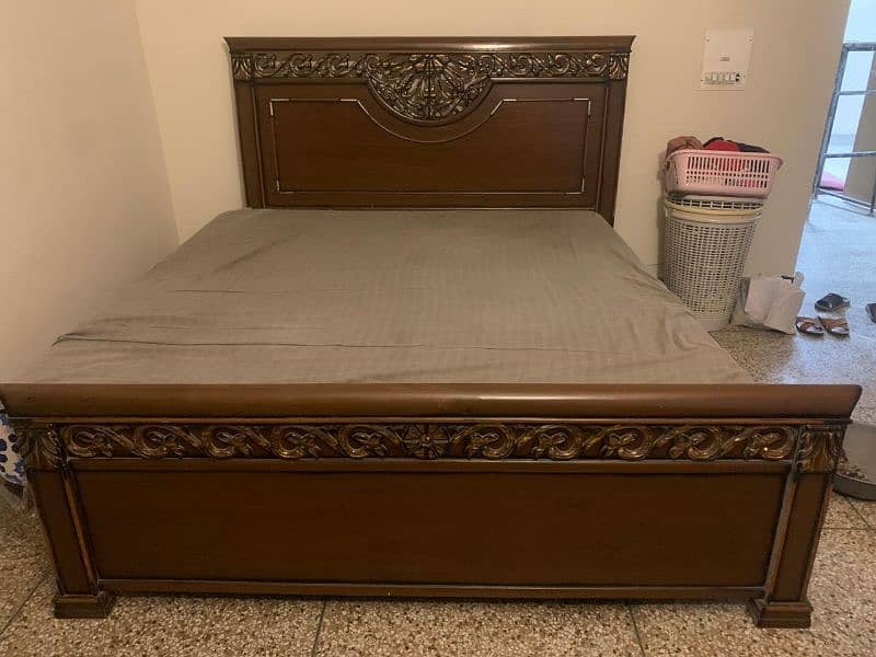 king size bed with two side tables without mattress 0