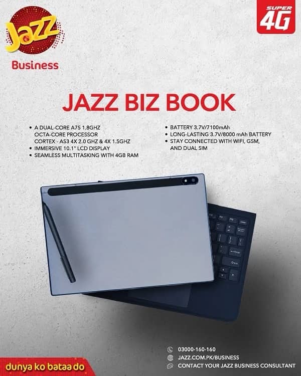 2 in 1 JAZZ biz Book brand new sealed with wifi and dual sim tablet 2