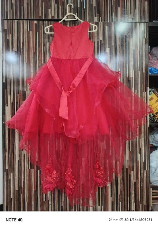 Elegant red frock with backtail 1