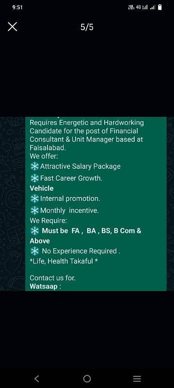 EFU Life office management female job offer. CV send 03334705176 . 2