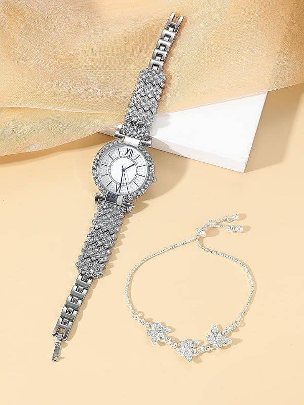 Fashion Quartz Watch with Diamond and Butterfly Bracelet 3