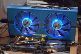 Rx 590 8gb Back Plated With Rgb side panel & Blue light in fans