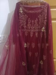 Barat red wine lehnga and frock